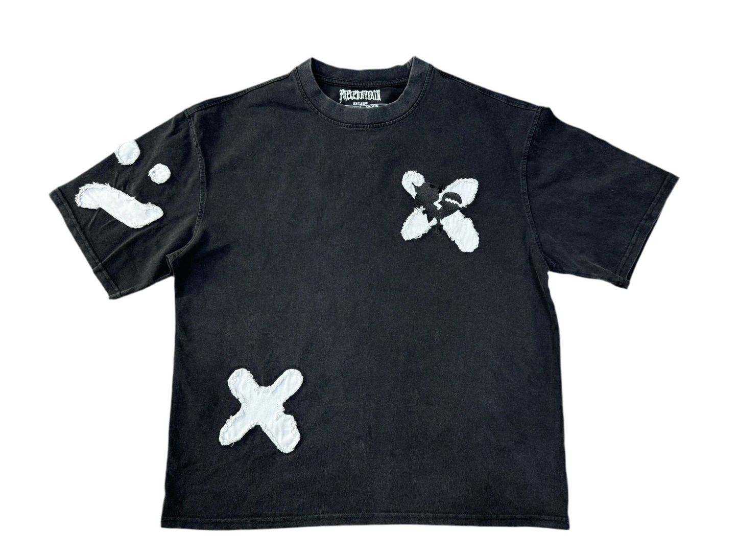 Boxy Distressed Embroidery Mended Scars Tshirt