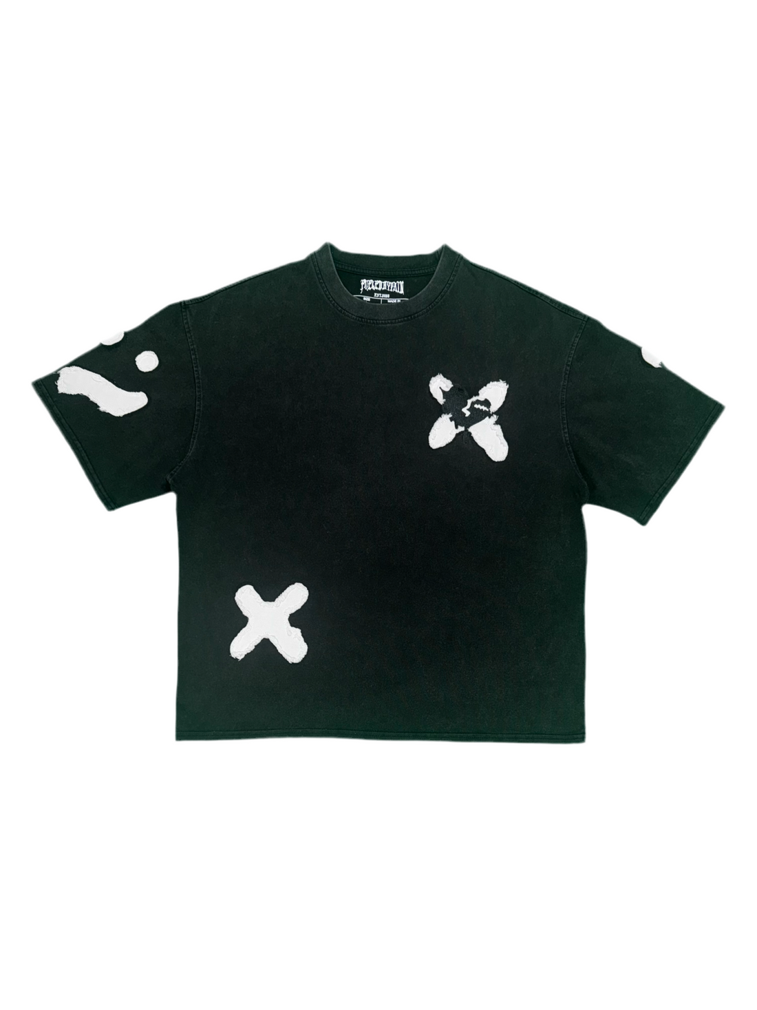 Boxy Distressed Embroidery Mended Scars Tshirt