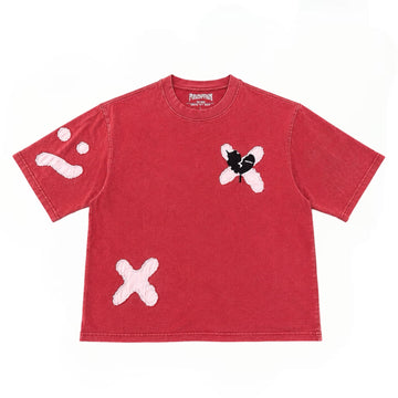 FUELEDBYPAIN “Boxy Distressed Embroidery Mended Scars” TEE